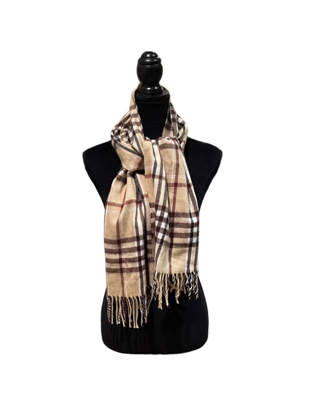 Brown Beige Plaid Scarf | Soft Cozy Classic Preppy Neutral unisex preppy